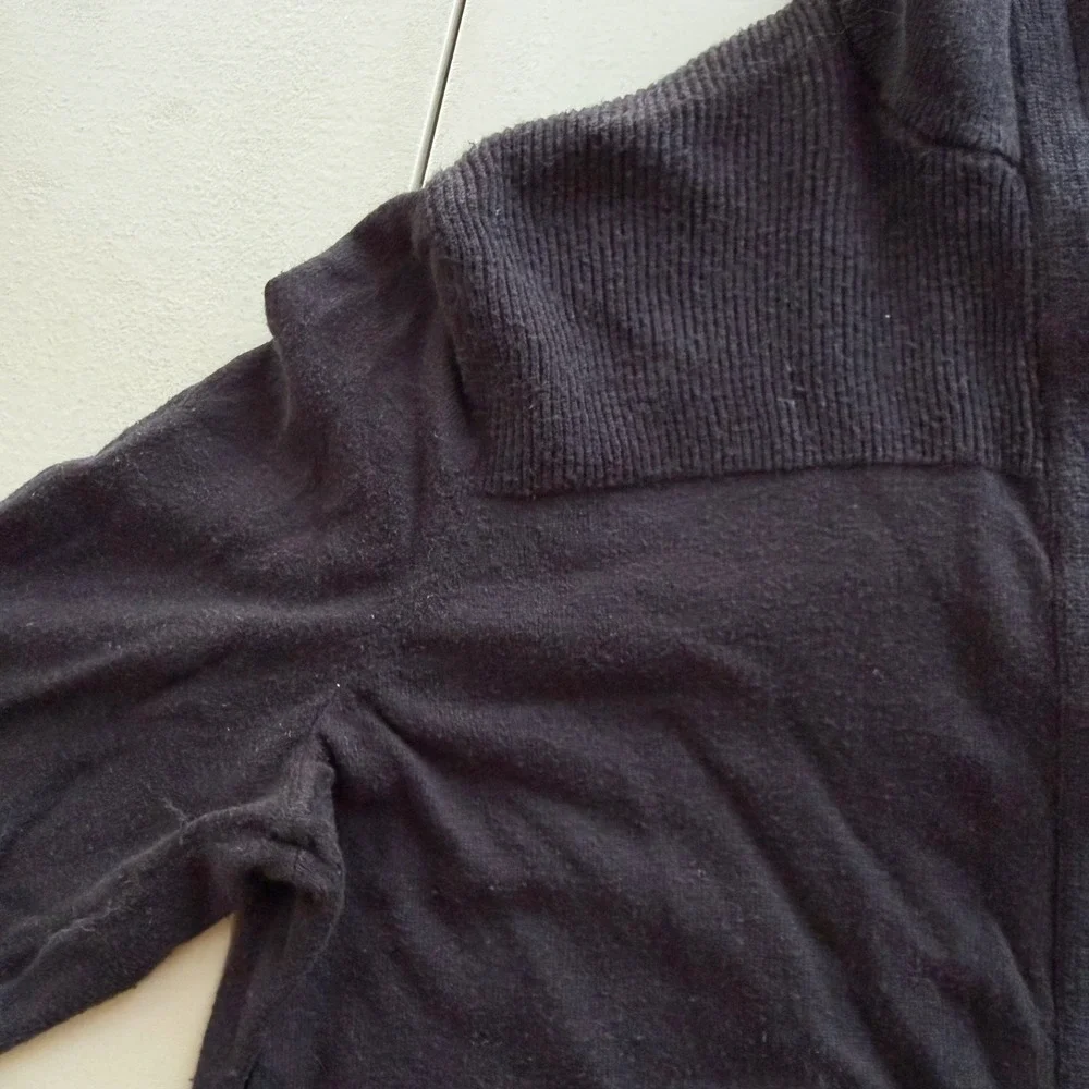 Banana Republic Men's M Black Cotton Silk Blend Full Zip Mock Neck Sweater  Y2K